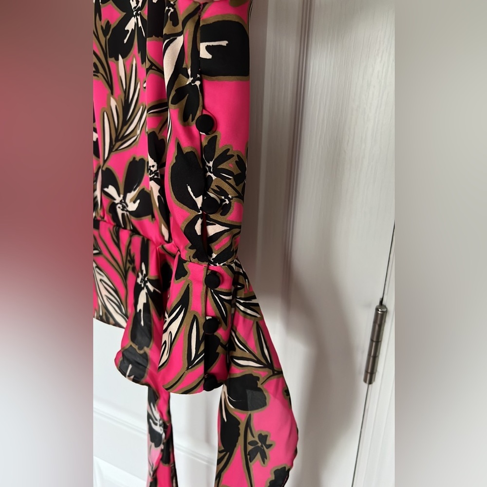 Milly. Lauren Top. Color: Raspberry Multi. Size 4 - image 8